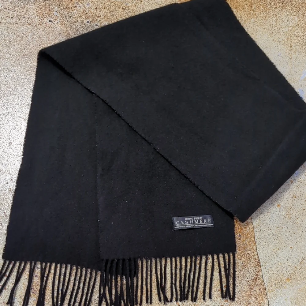 Vintage Elegant Black Cashmere Scarf